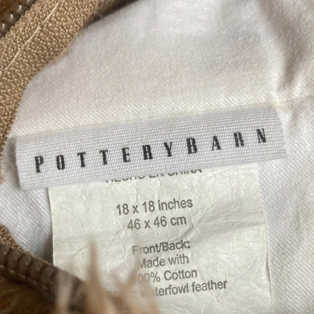 Pottery Barn 18” Square Faux Fur Down Filled Throw Pillow
